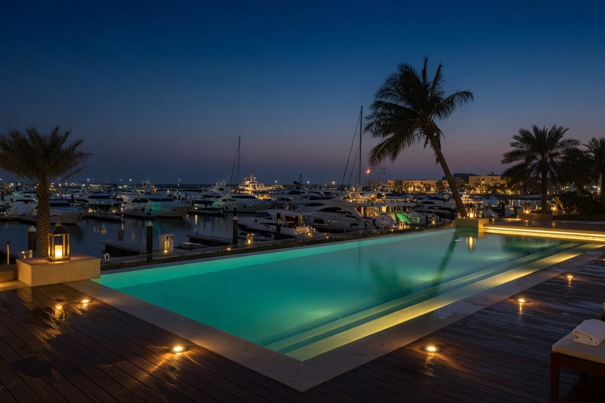 InterContinental Abu Dhabi pool overlooking the marina F1 Abu Dhabi 2026