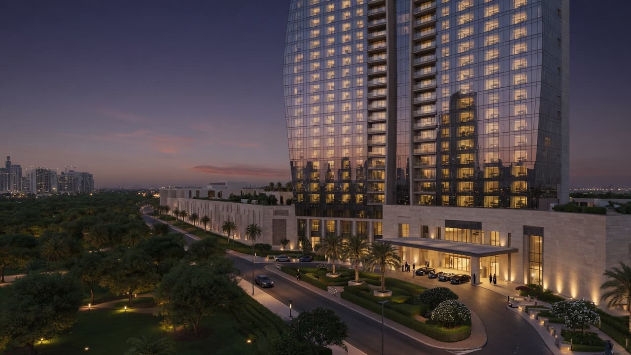 Park Rotana Abu Dhabi hotel exterior at dusk F1 Abu Dhabi 2026
