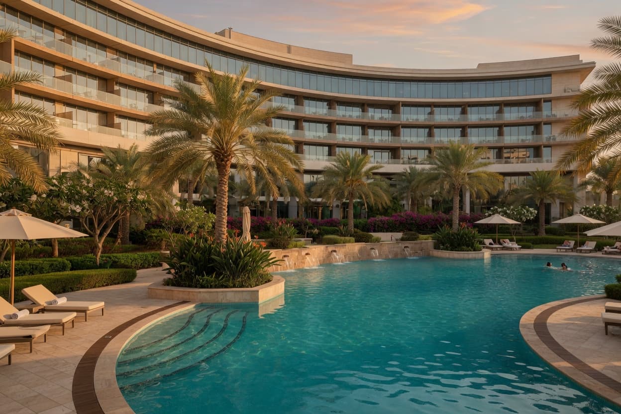 Park Rotana Abu Dhabi pool and gardens F1 Abu Dhabi 2026