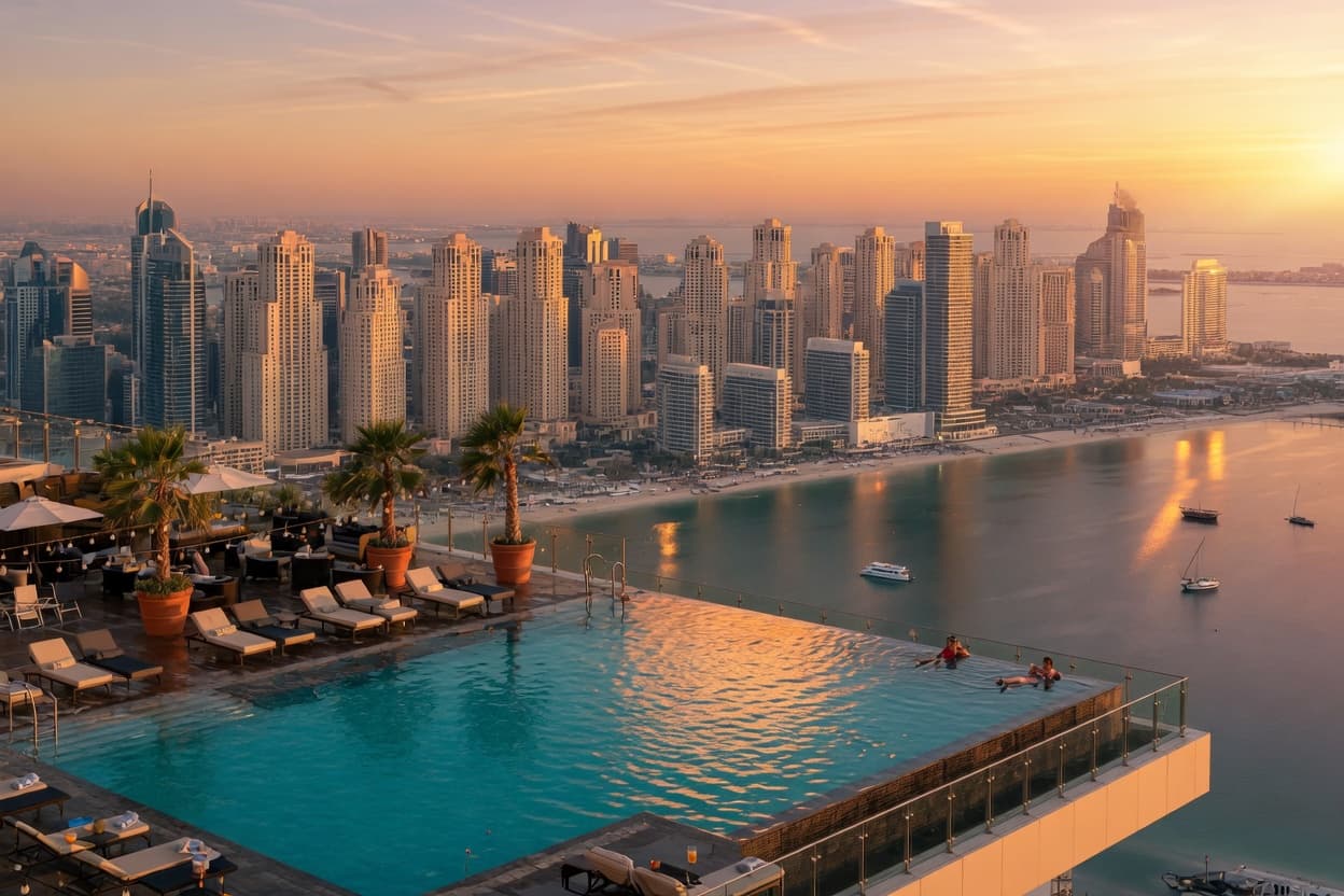 Ramada JBR Dubai pool with Gulf views F1 Abu Dhabi 2026